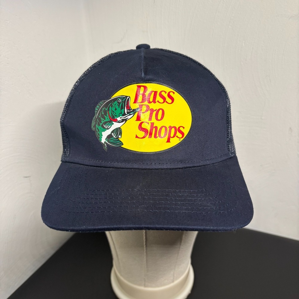 Bass Pro Shops Men's Gone Fishing Trucker Snapback Mesh Back Hat Cap Navy‎ Blue
